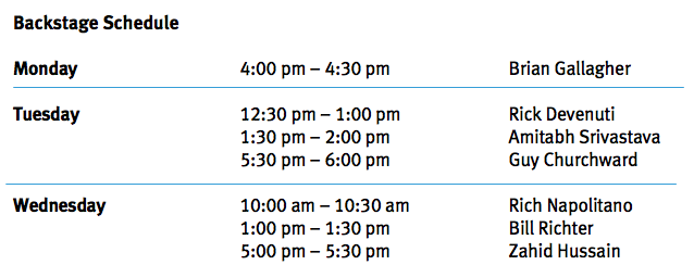 Backstage Schedule Backstage Schedule